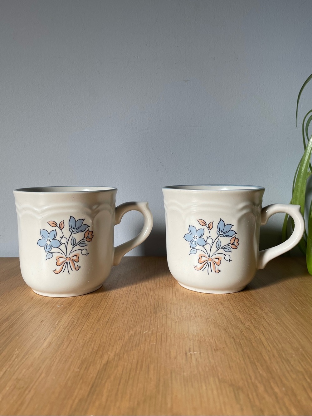 Vintage 1980s Gordella Collection "Bluet" Stoneware Mugs Set of 2 Japan